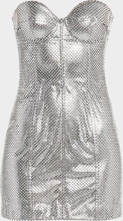 Dolce & Gabbana Crystal Strapless Metallic Bustier Mini Dress