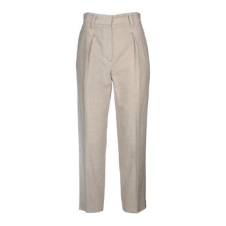 Brunello Cucinelli Straight Trousers, female, Beige, S, Straight Trousers