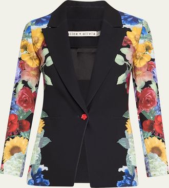 Alice & Olivia Denny Notch-Collar Boyfriend Blazer