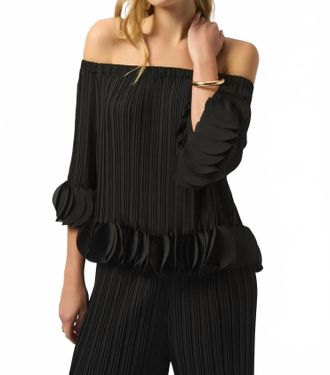 Joseph Ribkoff Lightweight Pleated Off-Shoulder Top In Black