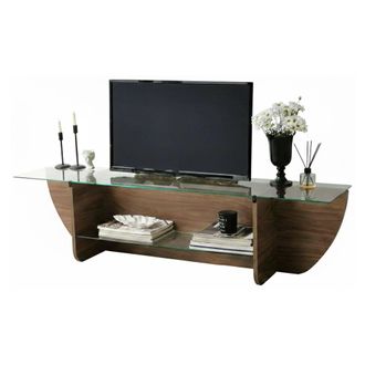 Dmora Dmora - Mueble De Televisi&oacute;n Heka, Aparador De Sal&oacute;n, Mueble Bajo Para Tv, Base De Pared Equipada, 158x35h40 Cm, Nuez, Con Embalaje Reforzado