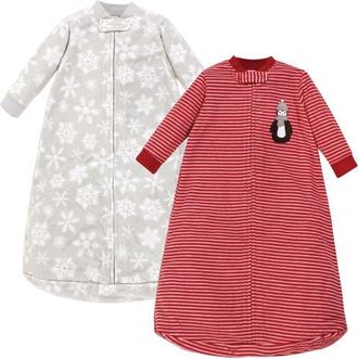 Hudson Baby Long Sleeve Fleece Sleeping Bag in Red Penguin at Nordstrom