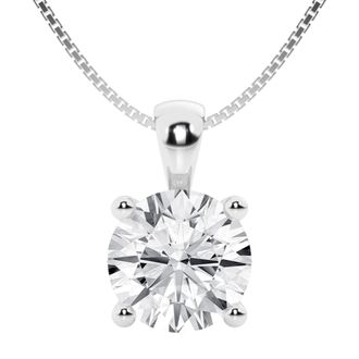 Grown Brilliance 1/2 Carat Round Lab Grown Diamond Solitaire Pendant in 14K White Gold, IGI Certified, Prong Set, E-F Color, VS Clarity