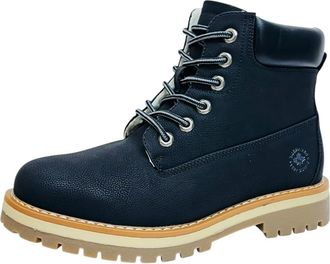 Generic Mens 6 Eyelet Faux Leather Fur Lace Up Ankle Walking Fashion Hiking Boots (Black, One Size, UK Footwear Size System, Adult, Men, Numeric, Medium, 9.5)