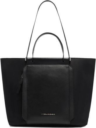 Piquadro Bd 7140W92Tn Laptoptas van Nylon en Leer - Dames - Shoppers - Zwart - ONE Size - Leer - Tassen
