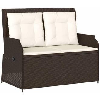 vidaXL Sill&oacute;n Reclinable De Jard&iacute;n Con Cojines Rat&aacute;n Sint&eacute;tico Marr&oacute;n Vidaxl