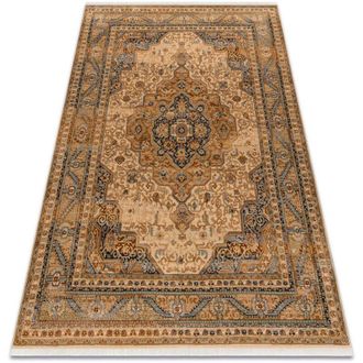 RugsX Rugsx - Alfombra Keshan Franjas, Ornamento, Marco Oriental 8995/53565 Beige / Azul Beige 200x290 Cm