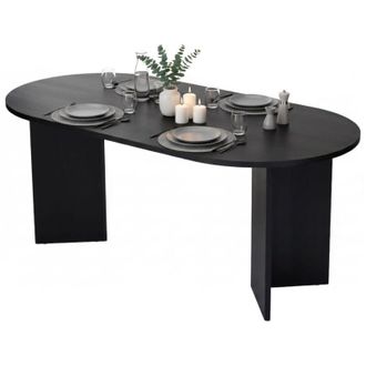 Dmora Tavolo Fisso Monterano, 6 Posti, Forma Ovale, Peso Supportato 70 kg, 180x89.5x75h cm Nero