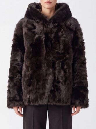 Yves Salomon Cropped Lambskin Jacket with Hood