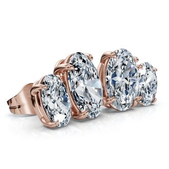 Pompeii3 Certified 3Ct Oval Cut Toi Et Moi Diamond Earrings 14k Gold Lab Grown