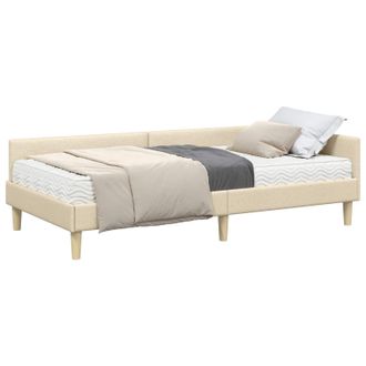 vidaXL Estructura De Cama Esquina Con Colch&oacute;n 2 Uds. Crema 90 X 190 Cm Vidaxl