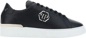 Philipp Plein Black Calf Leather Bos Taurus Low Top Mens Sneakers
