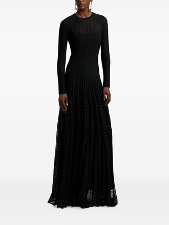 Ralph Lauren Collection ribbed pleated maxi dress - women - Silk/Polyester - S - Black