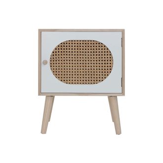 Mobili Rebecca Mobili Rebecca - Rebecca Mobili Mesita De Noche Escandinava De Madera Con 1 Puerta Blanco Marr&oacute;n
