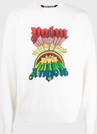 Palm Angels Mens Rainbow Stars Knitwear White - Size Medium