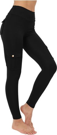 Generic Butt Lifting Leggings with Flap Pockets for Women Stretch Cargo Leggings High Waist Tummy Control Workout Running Pants Black