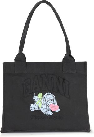 Ganni Large Easy Shopper Pocket Dog Print