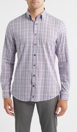 Johnnie-O Adelson Check Button-Down Shirt in Coffee at Nordstrom, Size Xx-Large
