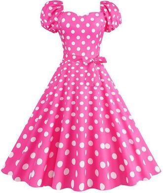 Generic Red Polka Dot Dress 1940s Dresses Women Vintage Rockabilly Off Shoulder Polka Dots A Line Swing Midi Dress Cocktail Party Evening Prom Gown 1940s Fanc