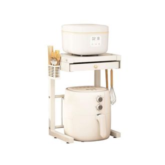 OEM Estanter&iacute;a De Cocina De Dos Niveles Con Caj&oacute;n, Soporte Para Cubiertos Y Ganchos, Fabricada En Acero Resistente, 47 &times; 28 &times; 32 Cm