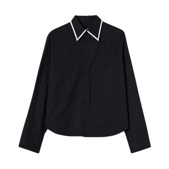 Plan C Plan C, Overhemden, Dames, Blauw, S, Contrast Boxy Shirt