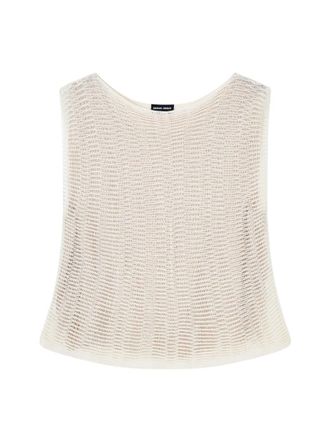 Giorgio Armani Beige Round Neck Knitted Top
