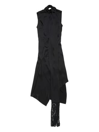 Acne Studios asymmetric fringed dress - women - Viscose/Elastane/Polyester - 38 - Black