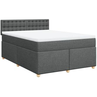 vidaXL Cama Box Spring Con Colch&oacute;n Tela Gris Oscuro 140x200 Cm Vidaxl