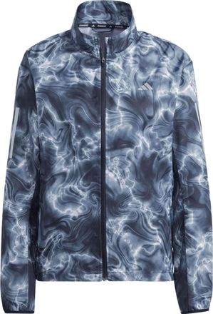 adidas (WMNS) adidas Own The Run Allover Print Hooded Running Windbreaker Jackets Blue White IJ5427