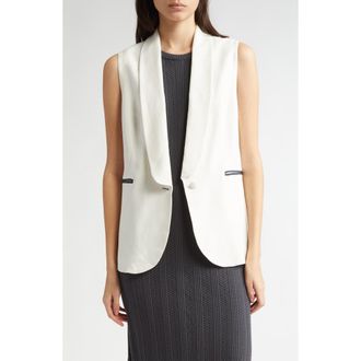 Eleventy Shawl Collar Vest in White at Nordstrom, Size 4 Us