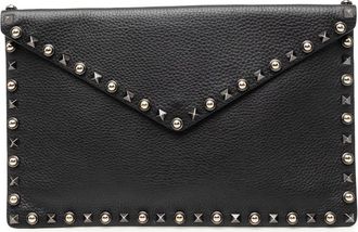Valentino Pre-owned Valentino Grained Calfskin Rockstud Envelope Clutch Ladies QIN9VUSTCPXAEETR