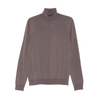 Daniele Fiesoli Fijngebreide coltrui sweater - Heren - Truien - Grijs - Maat: XL Wol