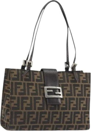 Fendi Pre-owned Zucca Canvas Tote Bag - Dames - Vintage Schoudertas - Bruin - ONE Size - Leer - Vintage