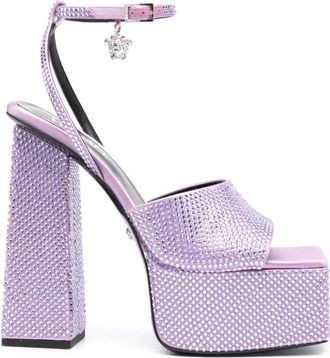 Versace Stijlvolle Sandalen voor de Zomer - Dames - Sandalen met hakken - Paars - 39 EU - Schoenen