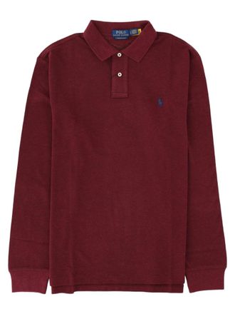 Polo Ralph Lauren Burgundy Embroidered Logo Long-Sleeve Cotton Polo Shirt
