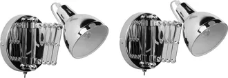 Beliani Beliani - Conjunto De 2 L&aacute;mparas De Pared De Metal Plateado Brazo Ajustable Harrington