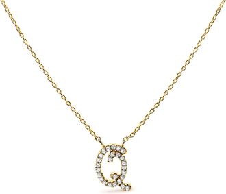 House of Brilliance 10K Gold Diamond Accent A-Z Initial Script Style Pendant Necklace