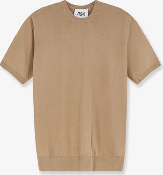 Alpha Studio Mens Sweater Cotton Beige