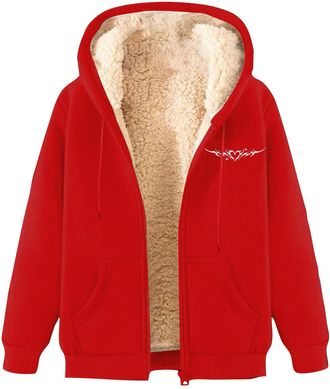 Generic Womens Hooded Fleece Jackets Full Zip - Winter Coats For Women Uk Plus Size - Teddy Fleece Hoodies Lined Fuzzy Sweatshirts With Pockets Plain Hoodie W