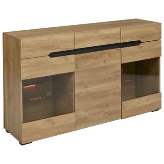 Urban Meuble Aparador LED Mueble de sal&oacute;n 3 puertas 3 cajones C&oacute;moda