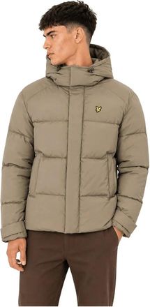 Lyle & Scott Hooded Puffer Jacket - Heren - Winterjassen - Beige - XL - Leer - Jassen