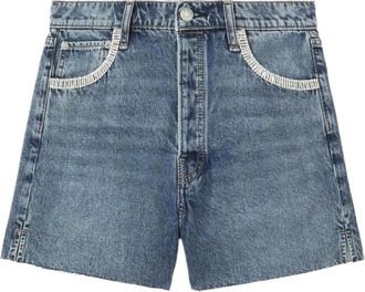 Rag & Bone Denim shorts verfraaid met kristallen - Blauw