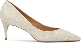 Kazar gegraveerde monogram leren pumps - Dames - Pumps - Wit - 41 EU - Leer - Schoenen