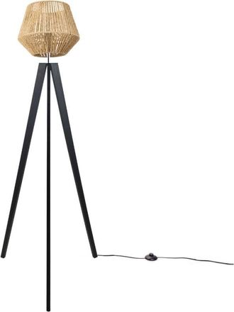 Paco Home Paco Home - Lampada Terra Moderna Soggiorno Camera Letto Effetto Rattan Cesto Boho E27 Beige (Ø33 cm), Lampada da terra Nero