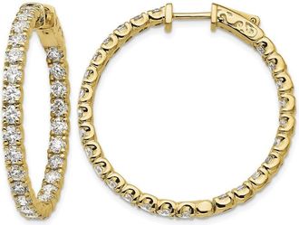 Diamond2Deal 14k Gold 4 7/8 ct Lab Grown Diamond Patented Safety Clasp In and Out Hoop Earrings VS Clarity, D-E Color