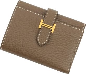 Herm&egrave;s Etoupe Gray Epsom Leather Wallet (Tri-Fold) (Pre-Owned)