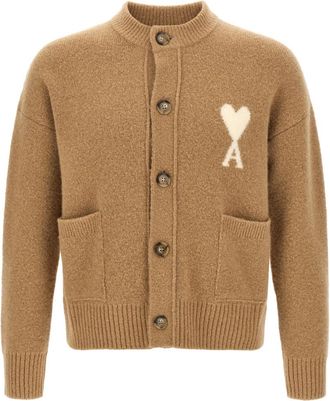 Ami Brown Mock Collar Cardigan