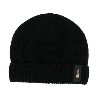Borsalino Zwarte Kasjmier Geribbelde Gebreide Muts - Dames - Hoeden - Zwart - ONE Size - Kasjmier - Accessoires