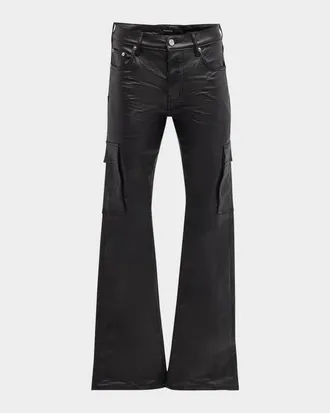 Purple Men & apos;s Patent Film Cargo Pants