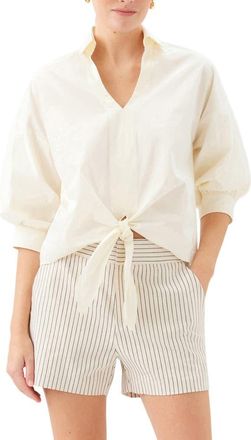 Fifteen Twenty Jena Tie Front Cotton Top in Cream at Nordstrom, Size Medium